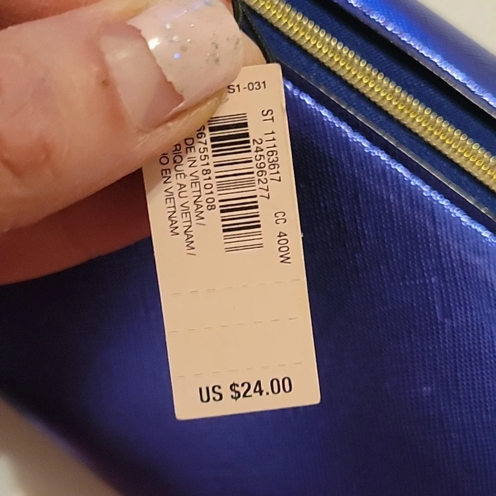 Victoria's Secret Jewel Envelope Pouch Wallet in metallic royal blue.‎ NWT.